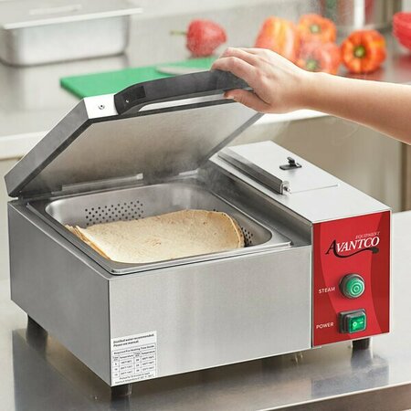 AVANTCO QuickShot SS QS-1800 Stainless Steel Countertop Tortilla / Portion Steamer - 120V 1800W 177QS1800SS